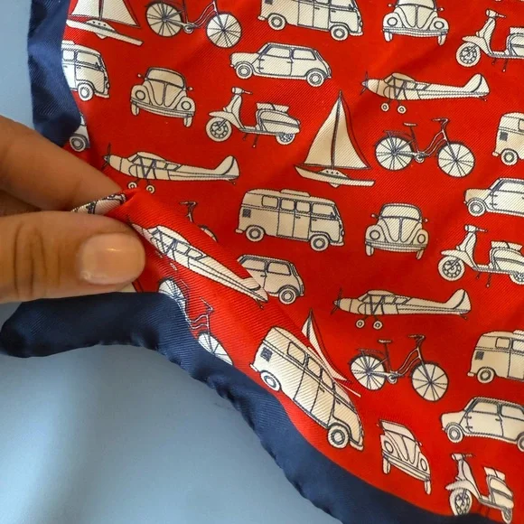 Red and Blue Patterned Pocket Square - Picture 3 of 7